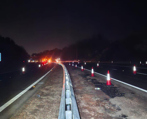 New central reserve barrier installed during overnight trunk road works