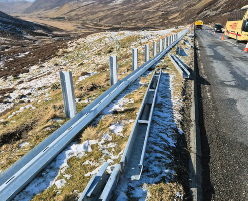GWF-A93-Works-1 New roadside safety barrier installation on the A93 near Glenshee
