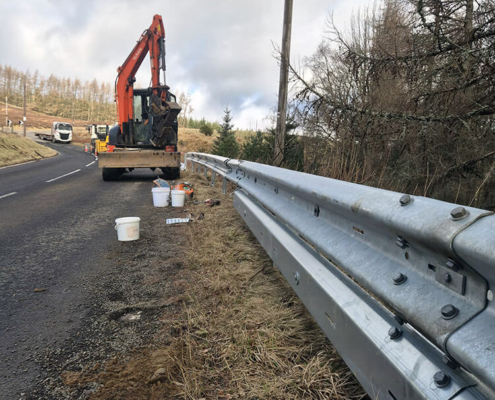 GWF-A93-Works-2 VRS upgrade works in progress on the A93 with new barrier sections being installed