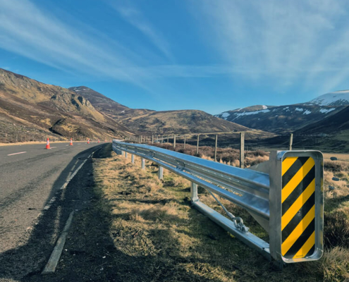 GWF-A93-Works-3 New vehicle restraint system barrier installed along roadside carriageway