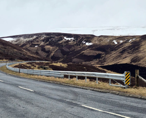 GWF-A93-Works-5 Finished roadside barrier and terminal system on rural road project